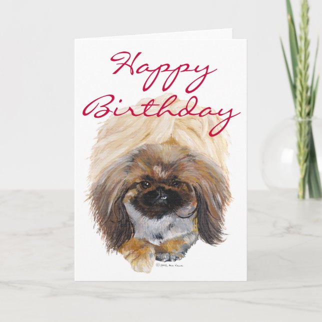 Carte de vœux d'anniversaire Pékinois (Devant)