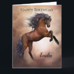 Carte de voeux d'anniversaire personnalisée<br><div class="desc">Brown cheval carte de voeux d'anniversaire personnalisée pour les amateurs de cheval.</div>