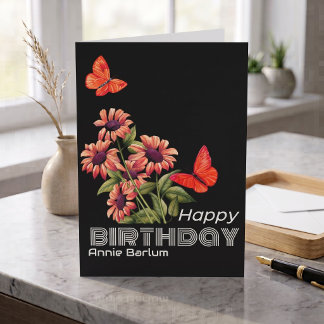 Carte de vœux d'anniversaire personnalisée papillo
