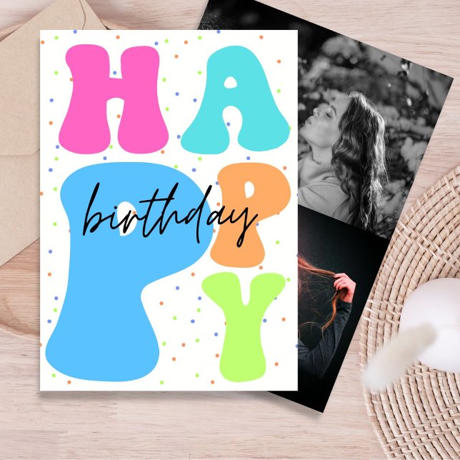Carte de vœux d'anniversaire photo avec typographi (Créateur téléchargé)