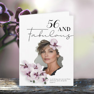 Carte de vœux d'anniversaire photo d'orchidée 56 &