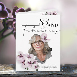 Carte de vœux d'anniversaire photo d'orchidée fabu