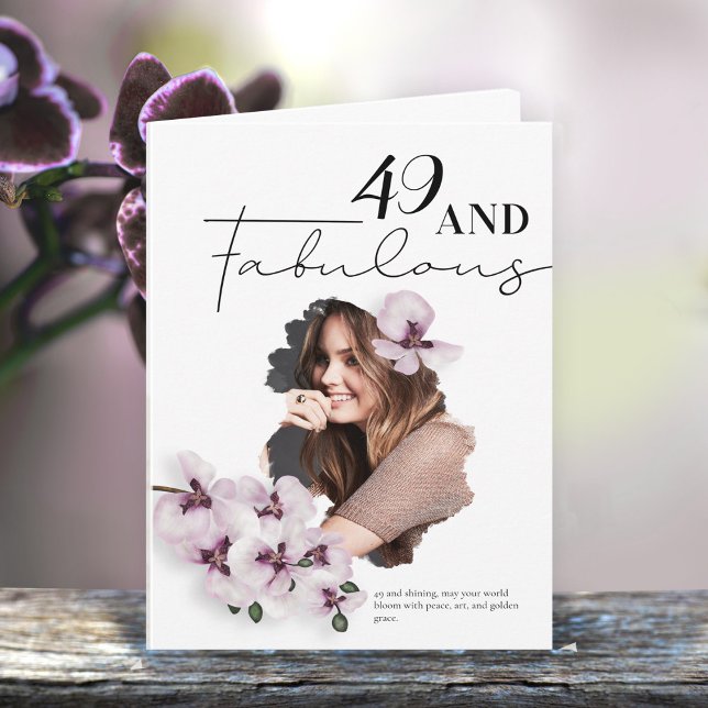 Carte de voeux d'anniversaire photo Orchidée 49 &  (Créateur téléchargé)