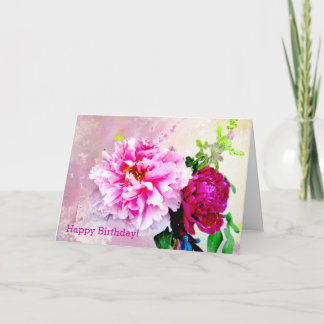 Carte de voeux d'anniversaire Pink & Red Peonies
