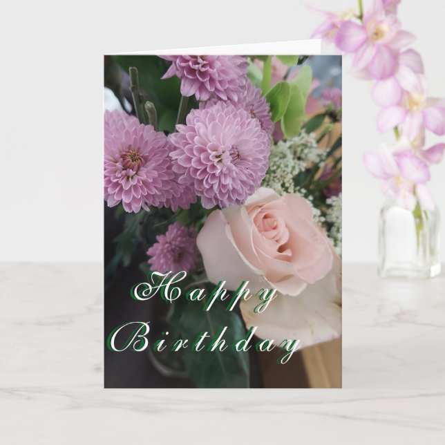 Carte de vœux d'anniversaire pliée florale (Orchidée)