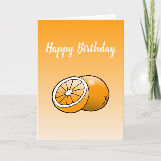 Carte de vœux d'anniversaire pliée orange (Devant)