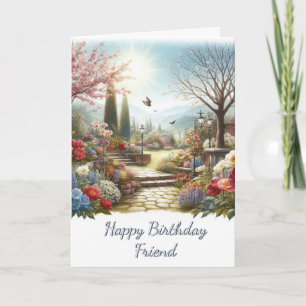 Carte de vœux d'anniversaire pour ami Jardin de fl