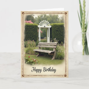 Carte de vœux d'anniversaire pour banc de jardin p