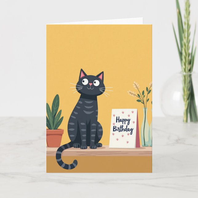 Carte de vœux d'anniversaire pour chat chaleureuse (Devant)