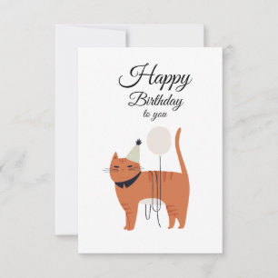 Carte de voeux d'anniversaire pour chat minimalist