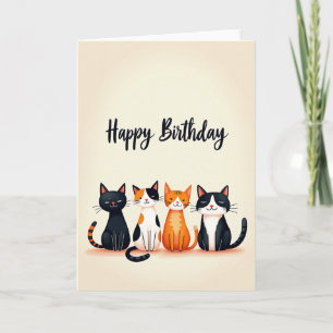 Carte de vœux d'anniversaire pour chats mignons