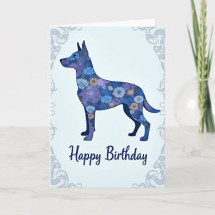 Carte de vœux d'anniversaire pour chien floral