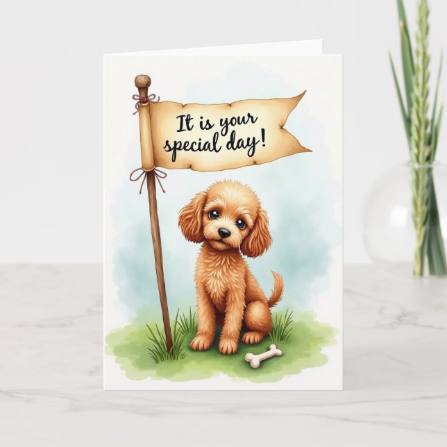Carte de vœux d'anniversaire pour chiot mélancoliq (Devant)