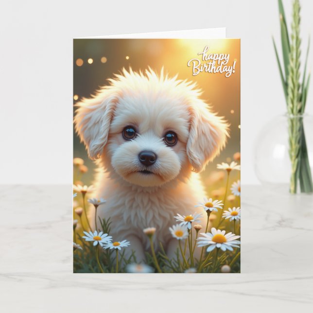 Carte de vœux d'anniversaire pour chiot mignon (Devant)