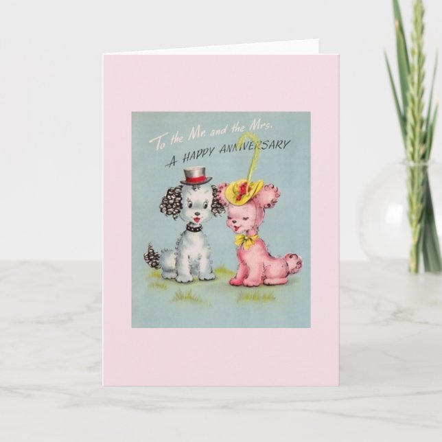 Carte de vœux d'anniversaire pour chiots vintage (Devant)