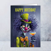Carte de vœux d'anniversaire pour clown de cirque