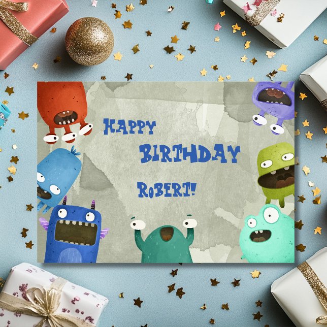 Carte de vœux d'anniversaire pour enfant Monstres  (Créateur téléchargé)