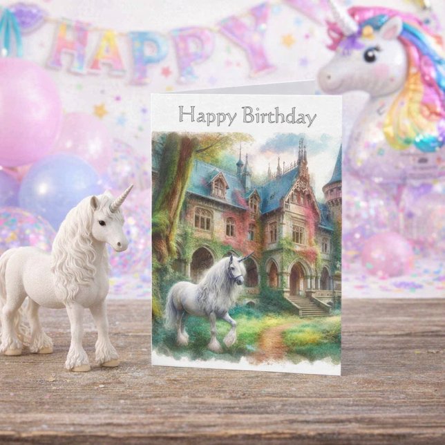 Carte de vœux d'anniversaire pour filles licorne f (Créateur téléchargé)