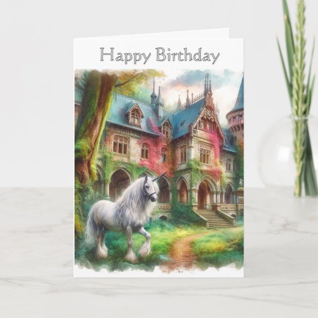 Carte de voeux d'anniversaire pour filles Unicorn  (Devant)