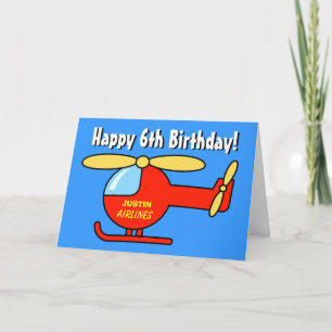 Carte de vœux d'anniversaire pour garçons Hélico