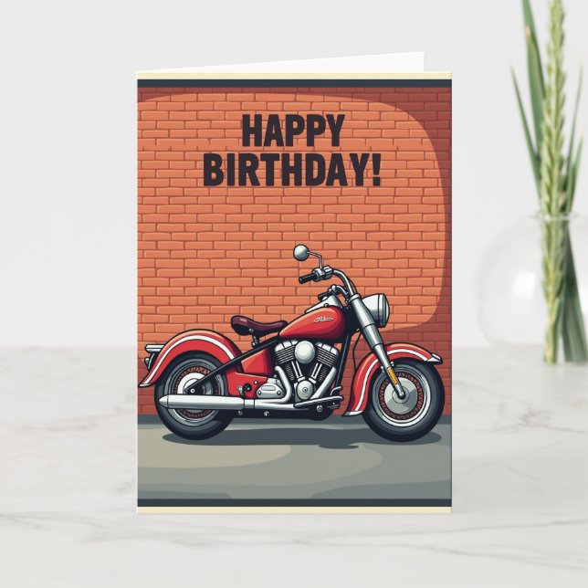 Carte de vœux d'anniversaire pour motard classique (Devant)