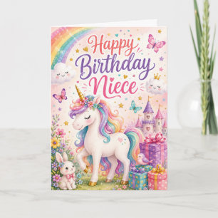 Carte de vœux d'anniversaire pour nièce Licorne Ma