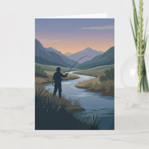 Carte de voeux d'anniversaire pour papa pêcheur de