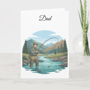 Carte de voeux d'anniversaire pour papa pêcheur de