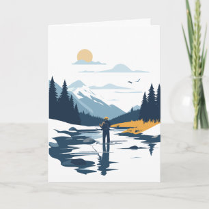 Carte de voeux d'anniversaire pour papa pêcheur de