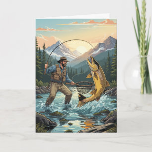 Carte de vœux d'anniversaire pour papa pêcheur de