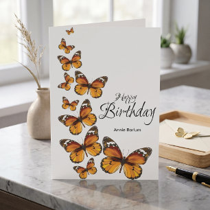 Carte de vœux d'anniversaire pour papillons monarq