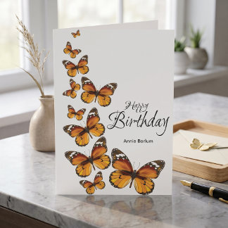 Carte de vœux d'anniversaire pour papillons monarq