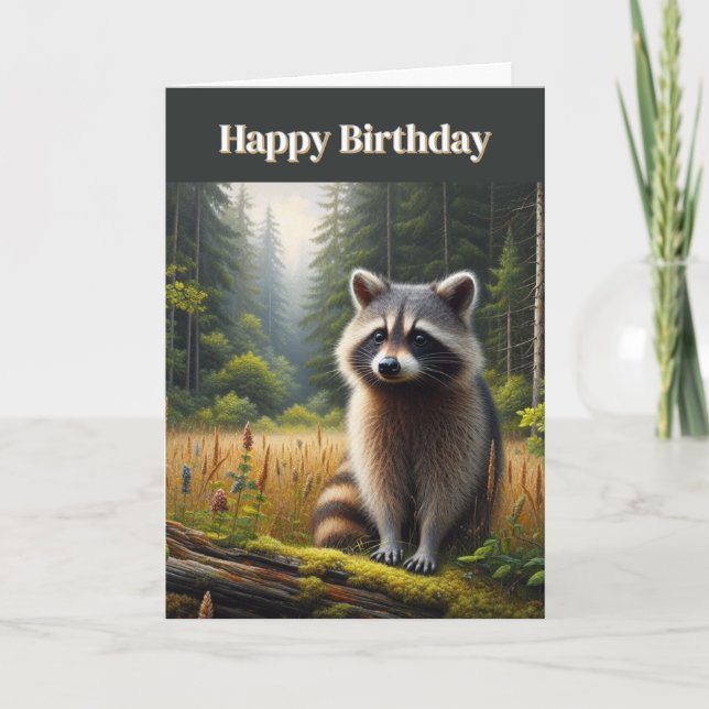 Carte de vœux d'anniversaire pour Raton Laveur (Devant)