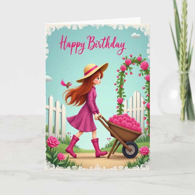 Carte de vœux d'anniversaire pour rousse (Devant)