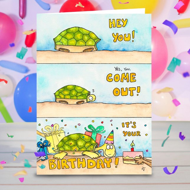 Carte de vœux d'anniversaire pour tortue (Créateur téléchargé)