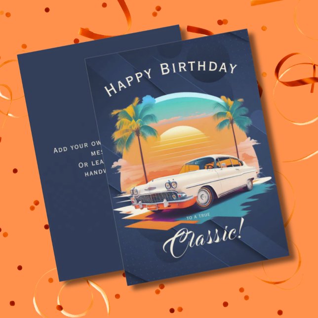 Carte de vœux d'anniversaire pour voiture classiqu (Créateur téléchargé)