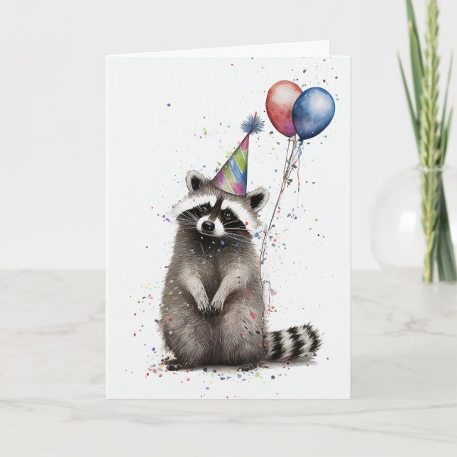 Carte de voeux d'anniversaire Raccoon (Devant)