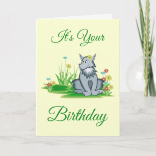 Carte de vœux d'anniversaire Rétro Loup Gris dans