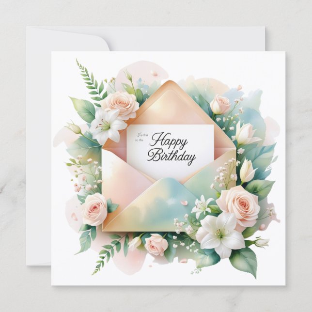 Carte de vœux d'anniversaire romantique (Devant)