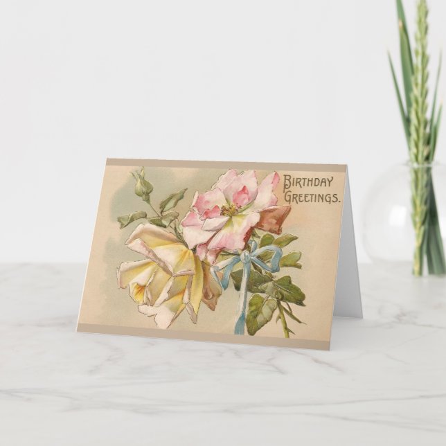 Carte de voeux d'anniversaire Rose victorienne (Devant)