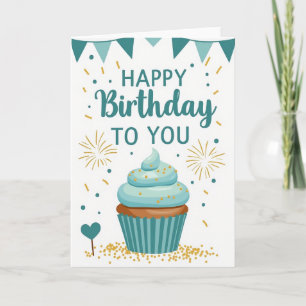 Carte de vœux d'anniversaire sarcelle