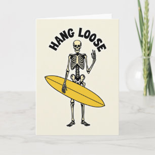 Carte de vœux d'anniversaire Skeleton Surfer