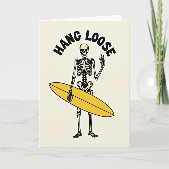 Carte de vœux d'anniversaire Skeleton Surfer (Devant)