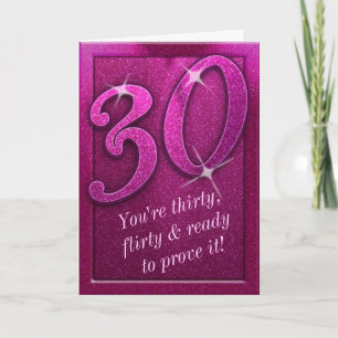 Carte de voeux d'anniversaire Sparkly Pink 30 et F