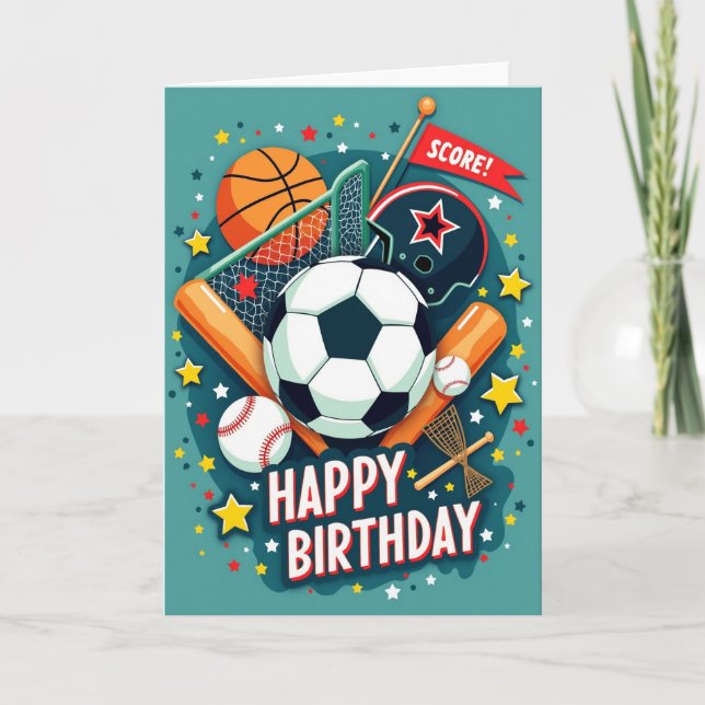 Carte de vœux d'anniversaire sportive (Devant)