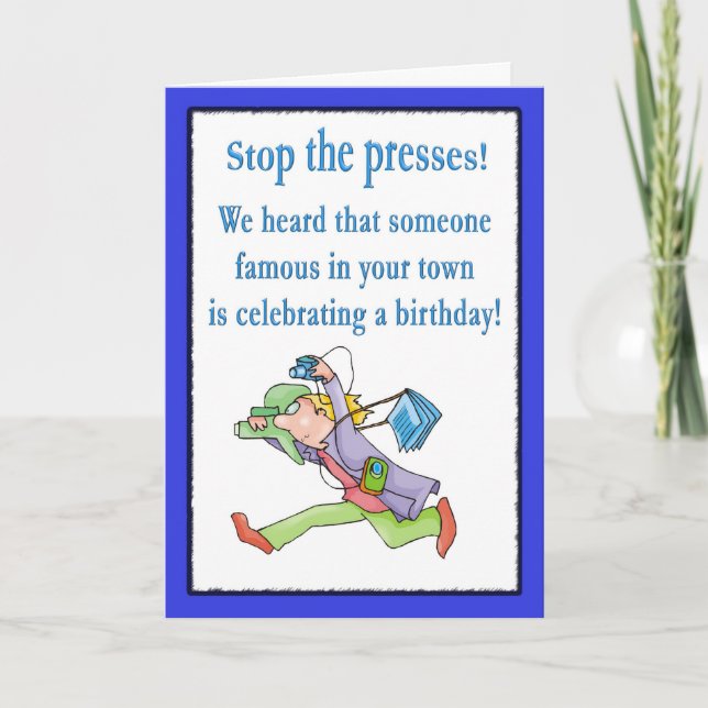 Carte de vœux d'anniversaire Stop The Presses Cart (Devant)