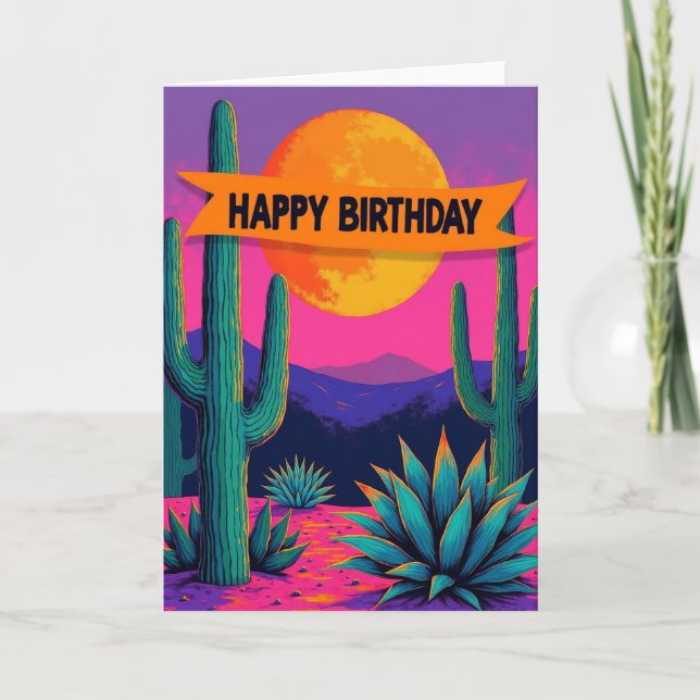 Carte de vœux d'anniversaire stylisée pour le dése (Devant)