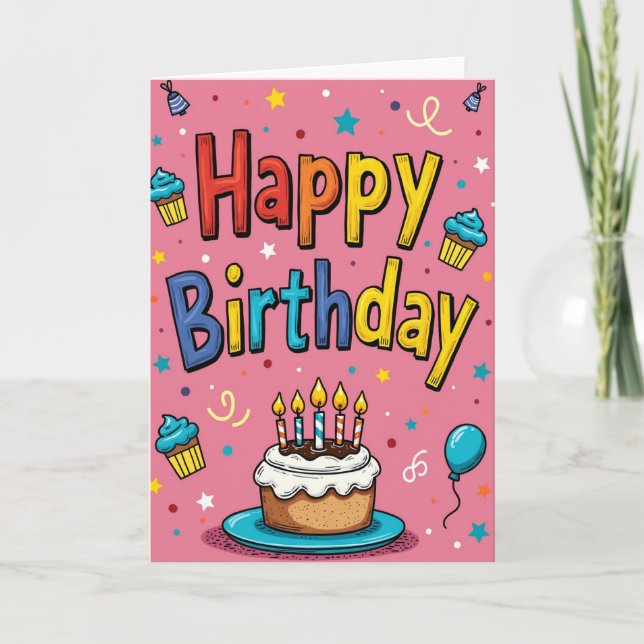 Carte de Vœux d'Anniversaire Sucrée (Devant)