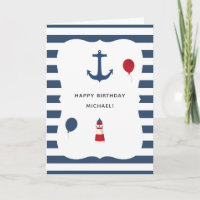 Carte de vœux d'anniversaire sur le thème nautique