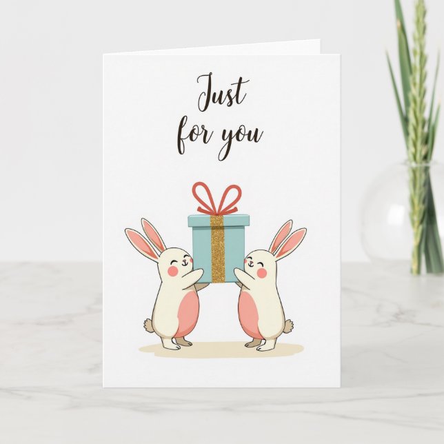 Carte de vœux d'anniversaire Sweet Bunny Gift (Devant)